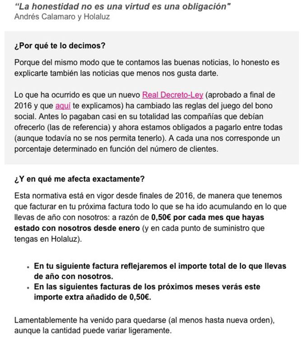 Subidas tarifas HolaLuz